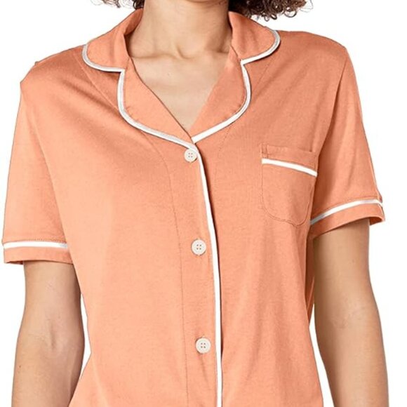 COSABELLA Bella Short Sleeve Top + Boxer Pajama Set in Copper Moon and Ivory 3X - Picture 2 of 7